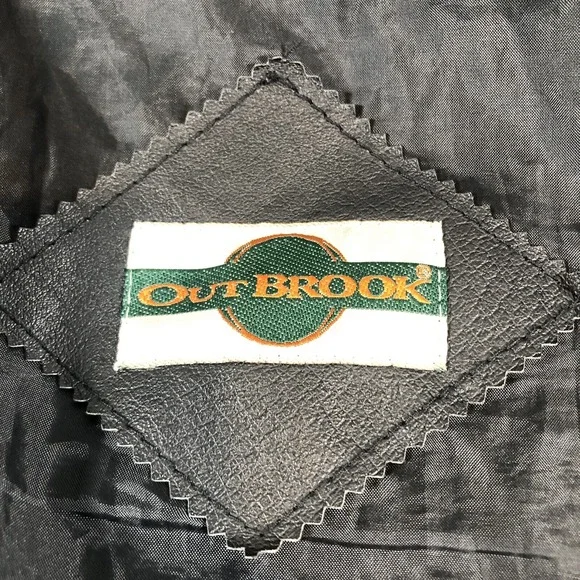 Outbrook Leather Coat Womens Large Black Long Baroque Suede Detail 80s Vintage - Picture 4 of 16